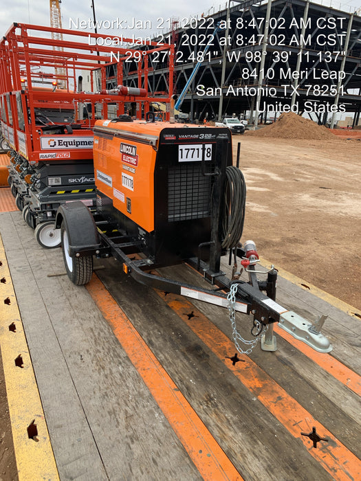 2021 Lincoln Electric Vantage 322 Vantage 322 Ready Pak 3 w/ Decals, ORANGE (includes trailer, cable rack, fender light kit) NO Telematics