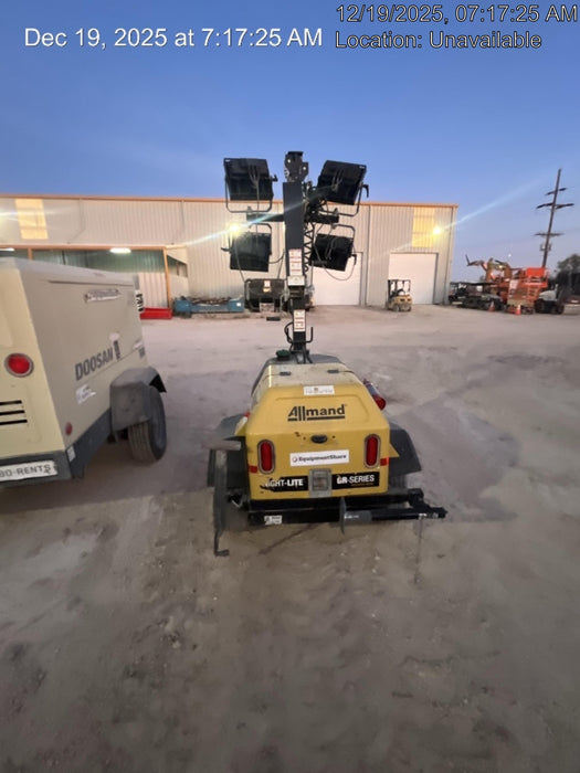 2021 Allmand NLV3GR (4) LED Light Fixture 350W, 23' Vertical Mast, 3kW Prime, Towable, Deep Sea L401, Leveling Jacks, Yanmar T4F 5.8hp