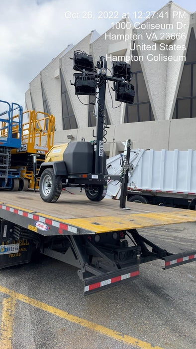 2022 Allmand NLV3GR (4) LED Light Fixture 350W, 23' Vertical Mast, 3kW Prime, Towable, ES Decals, T3