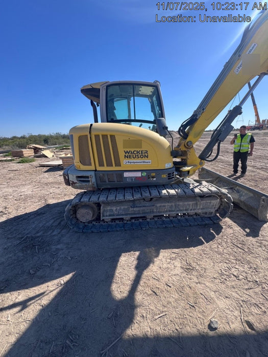 Wacker Neuson ET90 Enclosed Cab, Hybrid Tracks, Long Dipperstick, Bucket