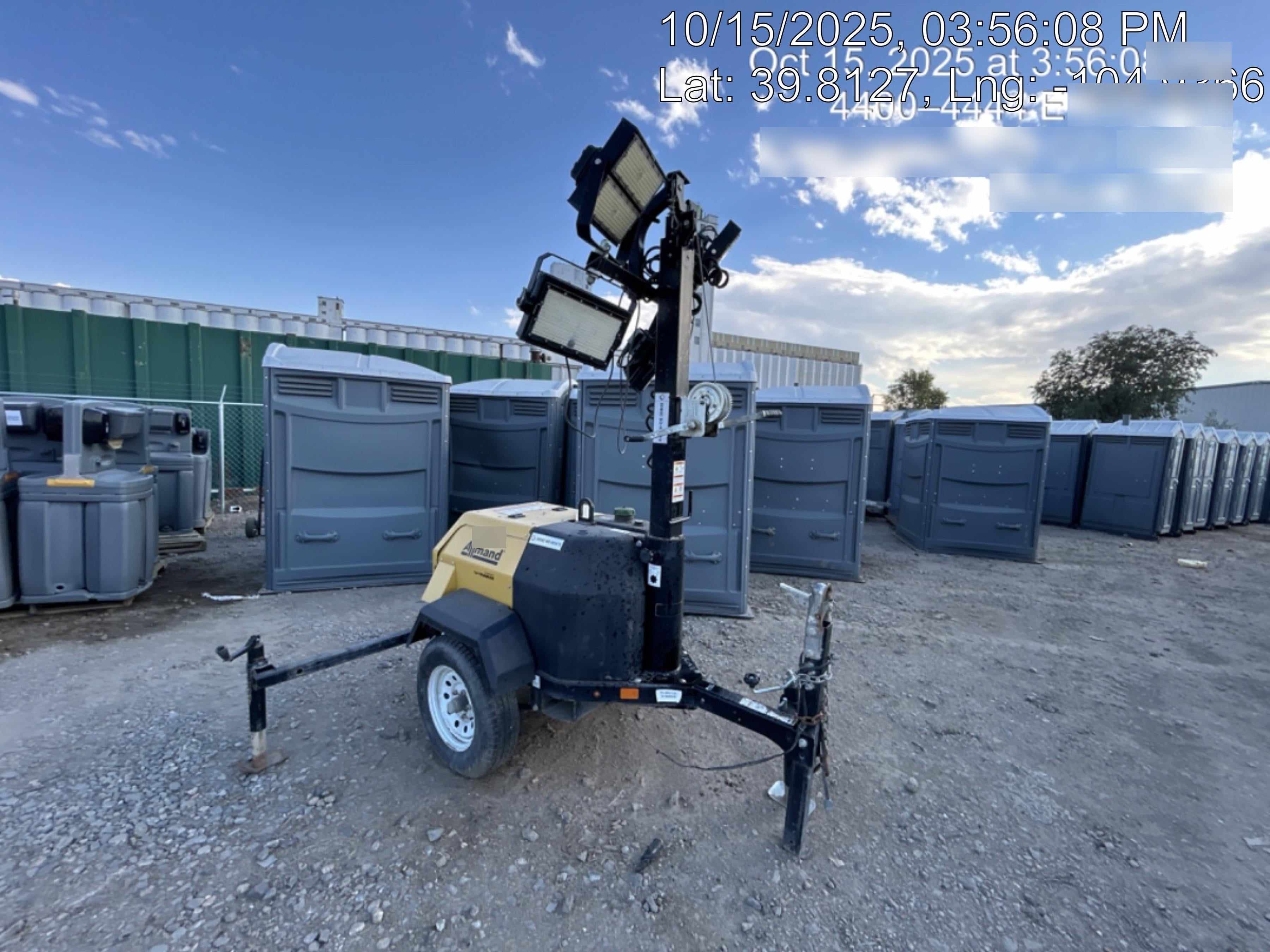 2021 Allmand NLV3GR (4) LED Light Fixture 350W, 23' Vertical Mast, 3kW Prime, Towable, Deep Sea L401, Leveling Jacks, Yanmar T4F 5.8hp