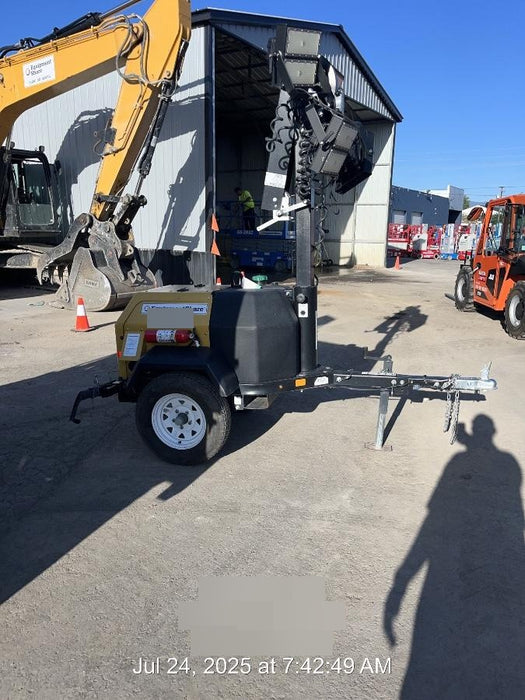 Allmand NLV3GR (4) LED Light Fixture 350W, 23' Vertical Mast, 3kW Prime, Towable, Deep Sea L401, Leveling Jacks, Yanmar T4F 5.8hp