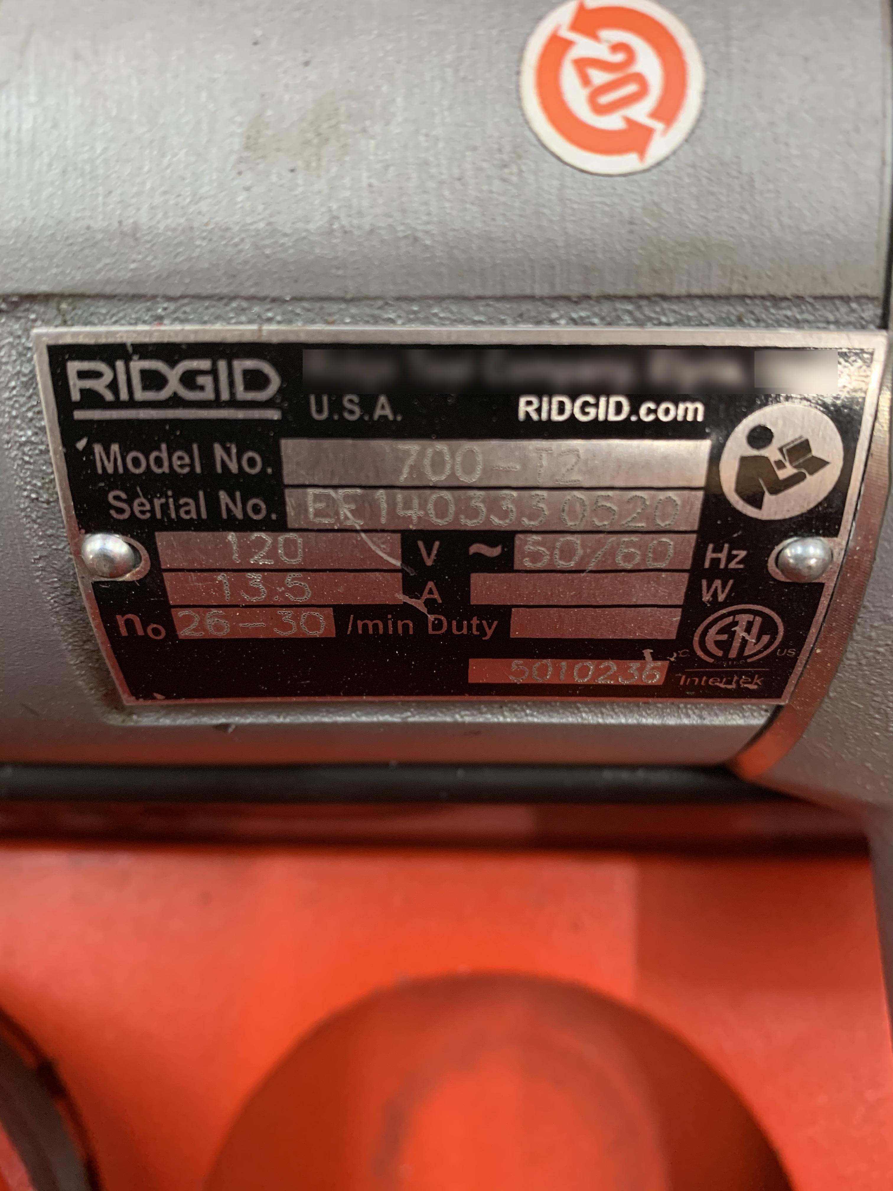 2020 RIDGID 700