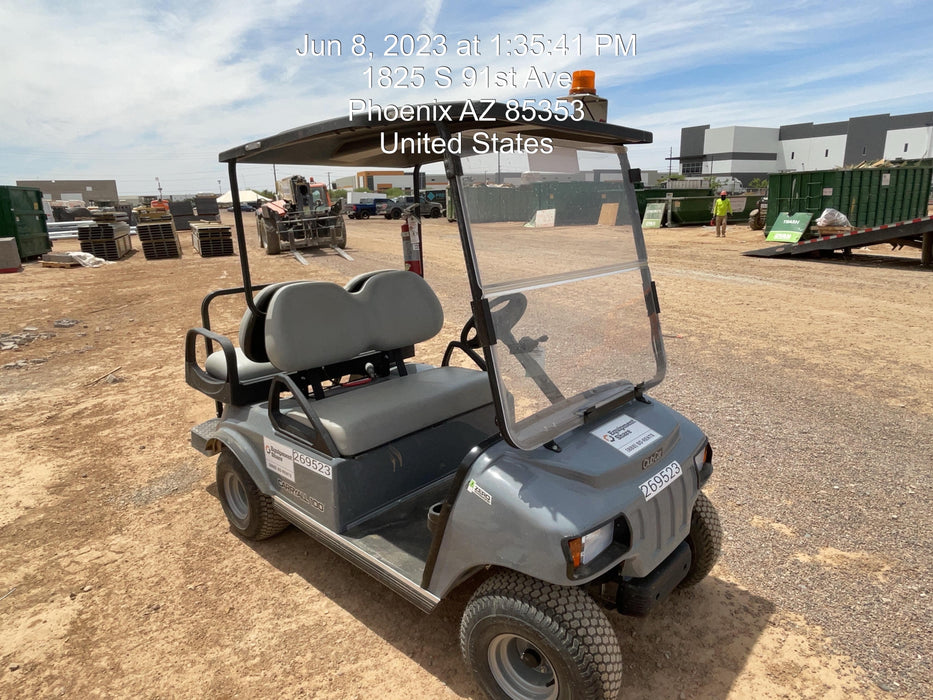 2022 Club Car CA100E Canopy, Fold down Windshield, Beacon, Back up Alarm, All-Trail Trials, HD 8 V Batteries, Trailer Hitch and Ball