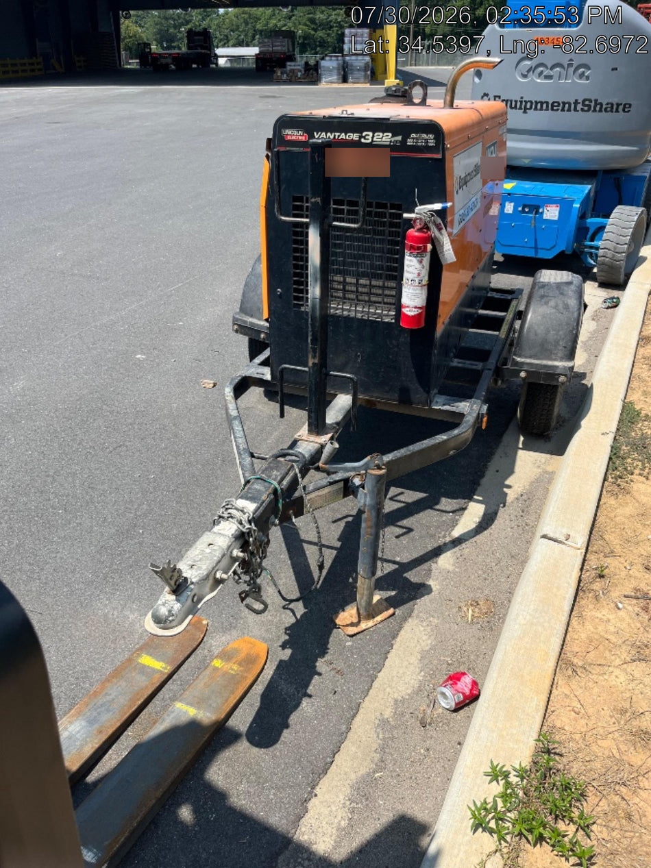 2021 Lincoln Electric Vantage 322 Vantage 322 Ready Pak 3 w/ Decals, ORANGE (includes trailer, cable rack, fender light kit) NO Telematics