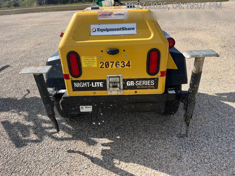 2022 Allmand NLV3GR (4) LED Light Fixture 350W, 23' Vertical Mast, 3kW Prime, Towable, Deep Sea L401, Leveling Jacks, Yanmar T4F 5.8hp