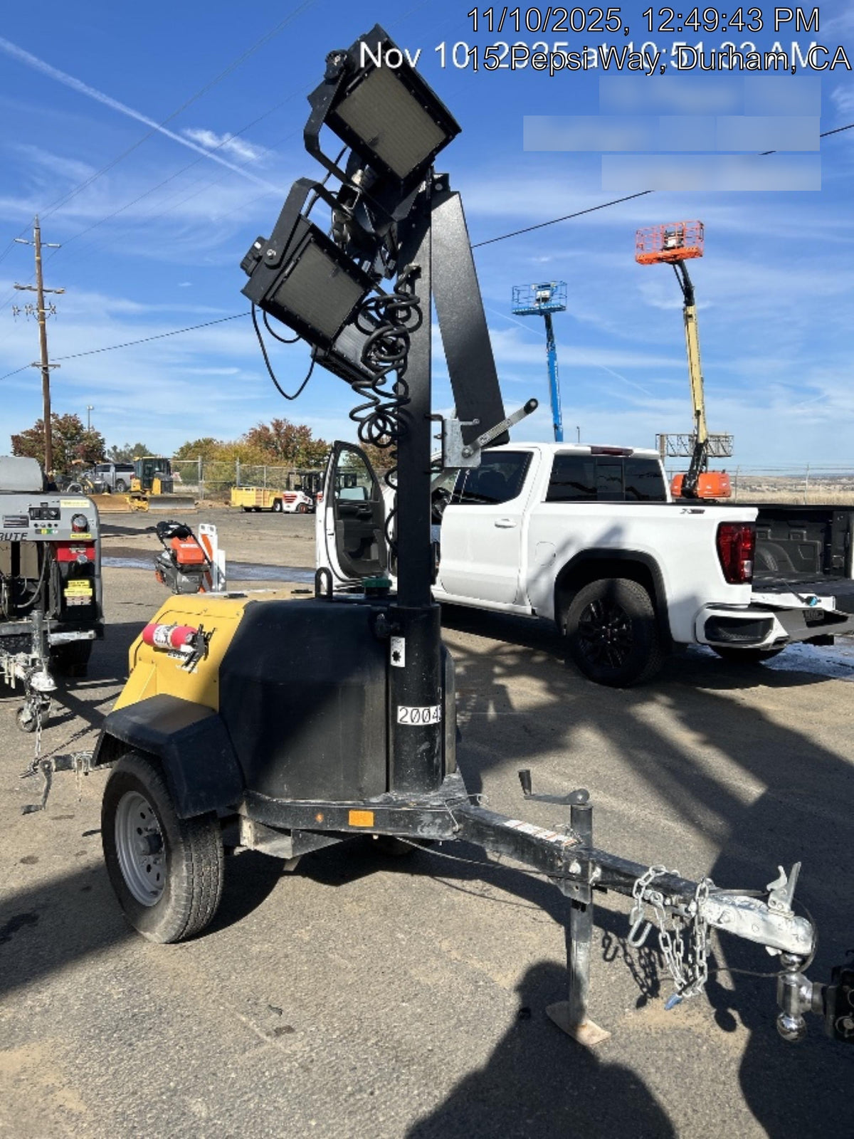 2022 Allmand NLV3GR (4) LED Light Fixture 350W, 23' Vertical Mast, 3kW Prime, Towable, Deep Sea L401, Leveling Jacks, Yanmar T4F 5.8hp