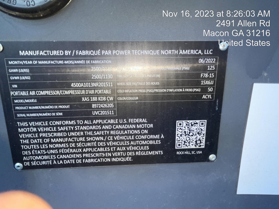 2022 ATLAS COPCO XAS188 CWK