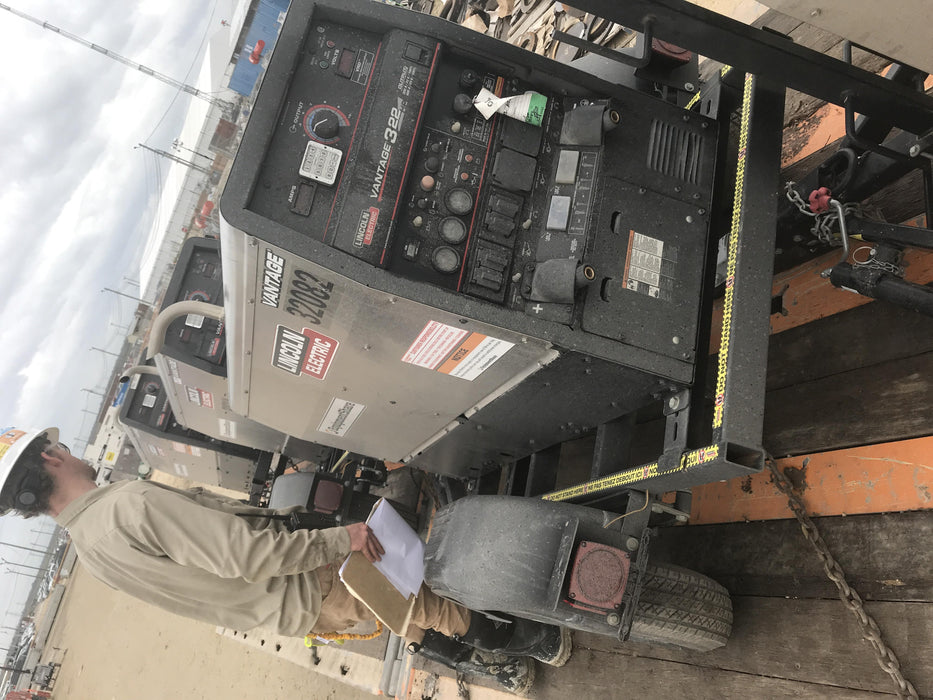 2019 Lincoln Electric Vantage 322 Welder Ready-Pak 3, Two wheel trailer, Fender and Light kit, Cable Rack