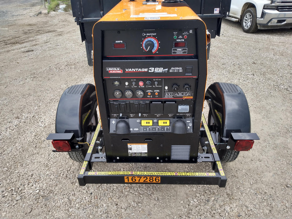 2021 Lincoln Electric Vantage 322 Vantage 322 Ready Pak 3 w/ Decals, ORANGE (includes trailer, cable rack, fender light kit) NO Telematics