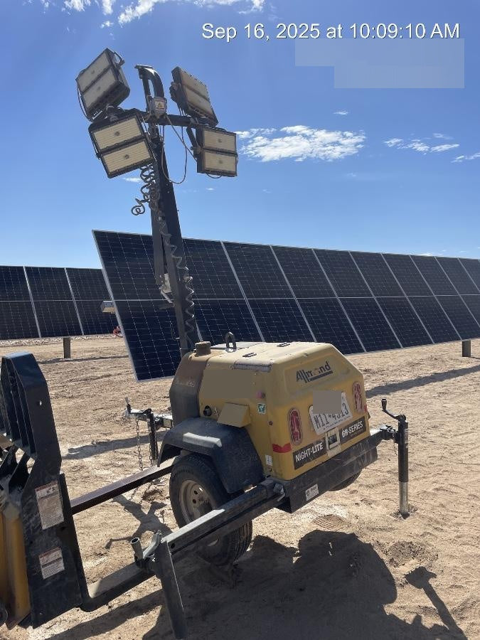 2022 Allmand NLV3GR (4) LED Light Fixture 350W, 23' Vertical Mast, 3kW Prime, Towable, Deep Sea L401, Leveling Jacks, Yanmar T4F 5.8hp
