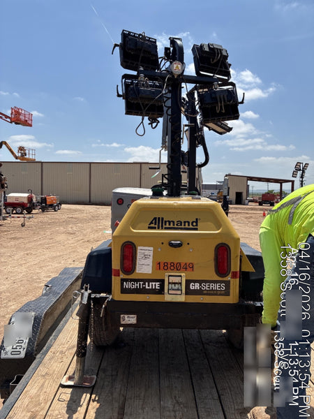 Allmand NLV3GR (4) LED Light Fixture 350W, 23' Vertical Mast, 3kW Prime, Towable, Deep Sea L401, Leveling Jacks, Yanmar T4F 5.8hp