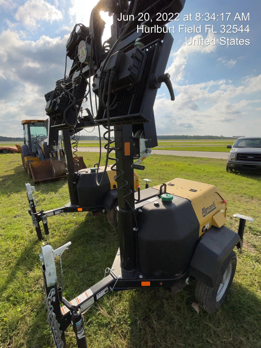 2022 Allmand NLV3GR (4) LED Light Fixture 350W, 23' Vertical Mast, 3kW Prime, Towable, Deep Sea L401, Leveling Jacks, Yanmar T4F 5.8hp