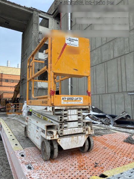 Custom Equipment HB-1430 Hy-Brid Scissor Lift
Platform capacity up to 670 lbs
Working height up to 20 ft
Weighs under 1,700 lbs
Non-marking wheels