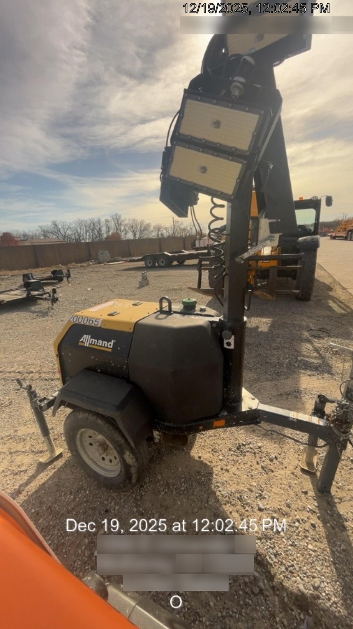 2022 Allmand NLV3GR (4) LED Light Fixture 350W, 23' Vertical Mast, 3kW Prime, Towable, Deep Sea L401, Leveling Jacks, Yanmar T4F 5.8hp