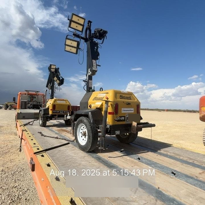 2021 Allmand NLV3GR (4) LED Light Fixture 350W, 23' Vertical Mast, 3kW Prime, Towable, Deep Sea L401, Leveling Jacks, Yanmar T4F 5.8hp