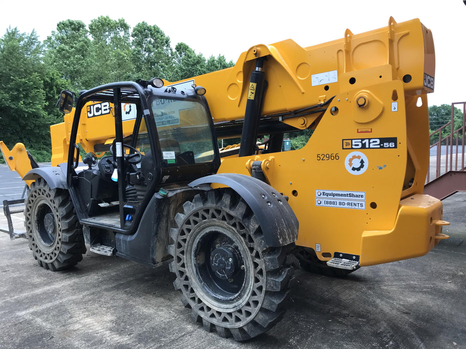 2019 JCB 512-56 Canopy, 109 HP, Solid Tires, STD Worklight, Beacon, Aux Hydraulics, Lifting Eye, Back up Alarm w/66" Carriage/60" Forks