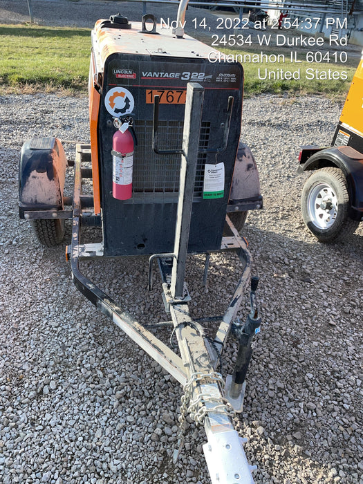 2021 Lincoln Electric Vantage 322 Vantage 322 Ready Pak 3 w/ Decals, ORANGE (includes trailer, cable rack, fender light kit) NO Telematics