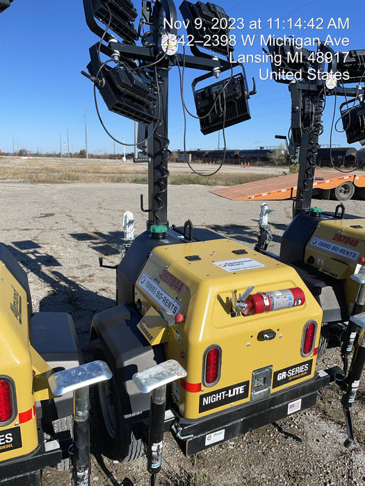 2022 Allmand NLV3GR (4) LED Light Fixture 350W, 23' Vertical Mast, 3kW Prime, Towable, ES Decals, T3