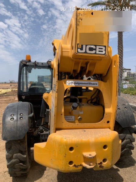 2019 JCB 510-56 74 HP w/Open ROPS, Beacon, Aux Hydraulics, Worklights, Solid Tires w/60" Carriage/Forks