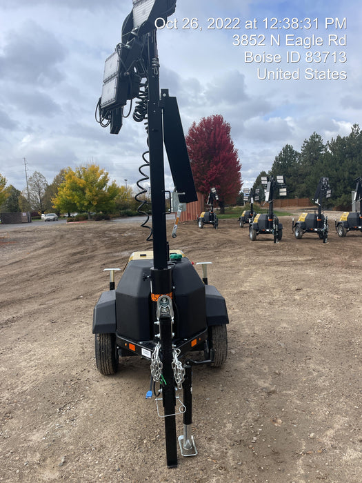 2022 Allmand NLV3GR (4) LED Light Fixture 350W, 23' Vertical Mast, 3kW Prime, Towable, ES Decals, T3