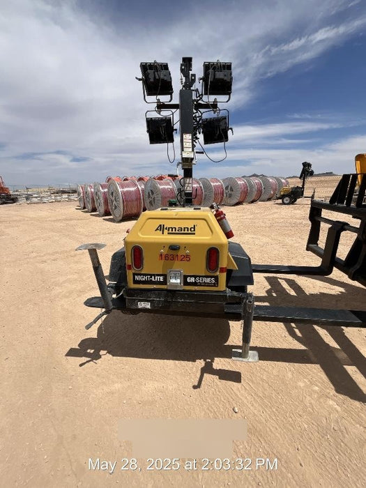 2021 Allmand NLV3GR (4) LED Light Fixture 350W, 23' Vertical Mast, 3kW Prime, Towable, Deep Sea L401, Leveling Jacks, Yanmar T4F 5.8hp