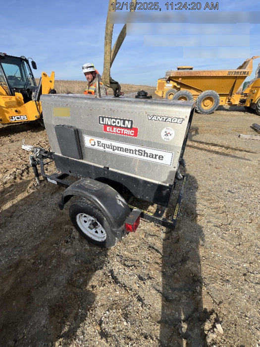 2019 Lincoln Electric Vantage 322 Welder Ready-Pak 3, Two wheel trailer, Fender and Light kit, Cable Rack
