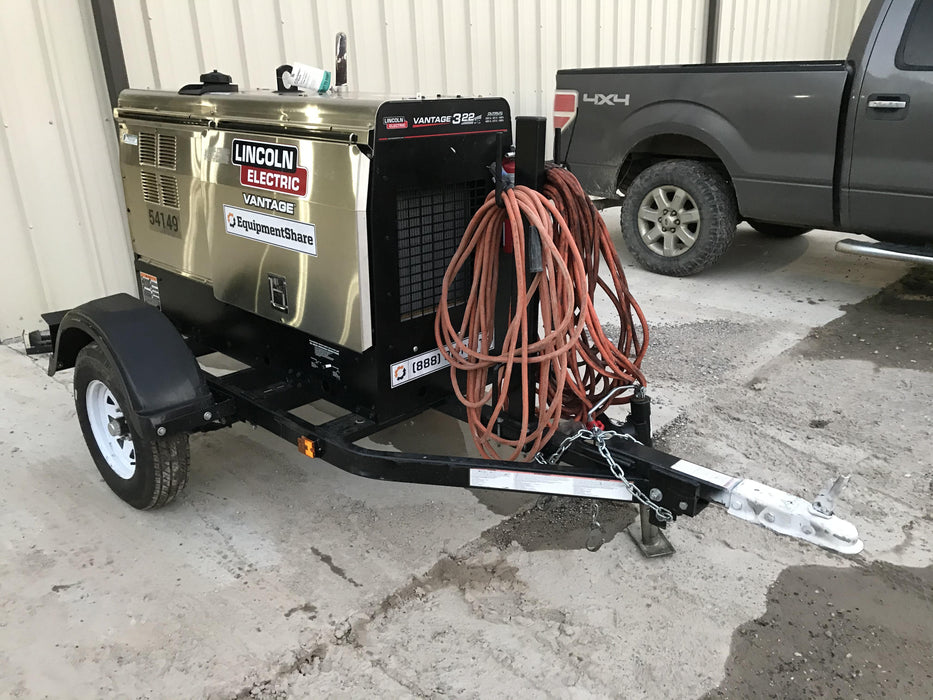 2019 Lincoln Electric Vantage 322 Welder Ready-Pak 3, Two wheel trailer, Fender and Light kit, Cable Rack