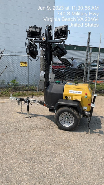 2022 Allmand NLV3GR (4) LED Light Fixture 350W, 23' Vertical Mast, 3kW Prime, Towable, ES Decals, T3