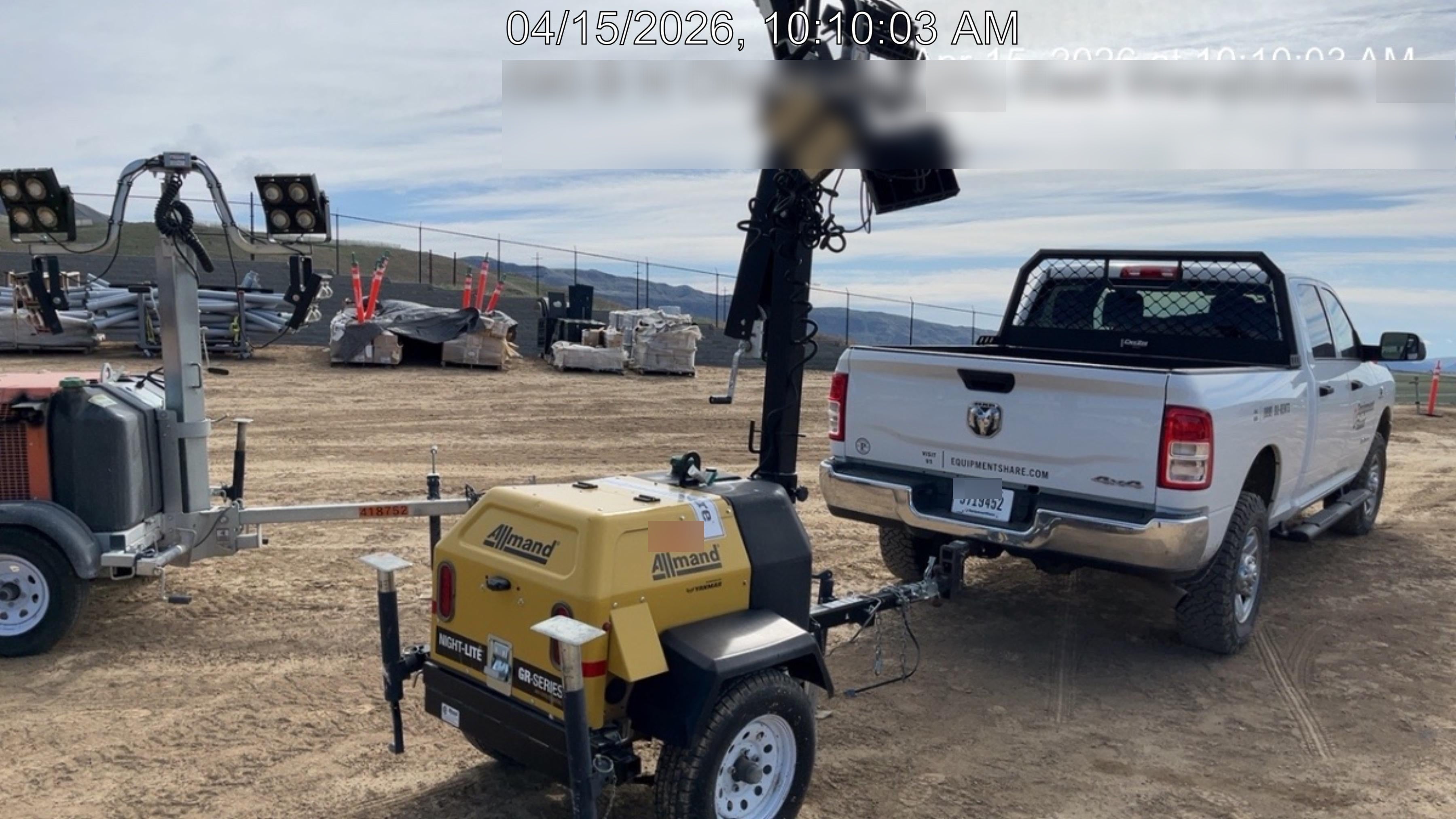 2021 Allmand NLV3GR (4) LED Light Fixture 350W, 23' Vertical Mast, 3kW Prime, Towable, Deep Sea L401, Leveling Jacks, Yanmar T4F 5.8hp