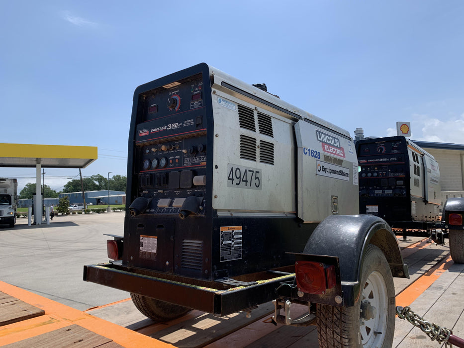 2019 Lincoln Electric Vantage 322 Ready-Pak 3, Two Wheel Trailer, Fender and Light Kit, Cable Rack