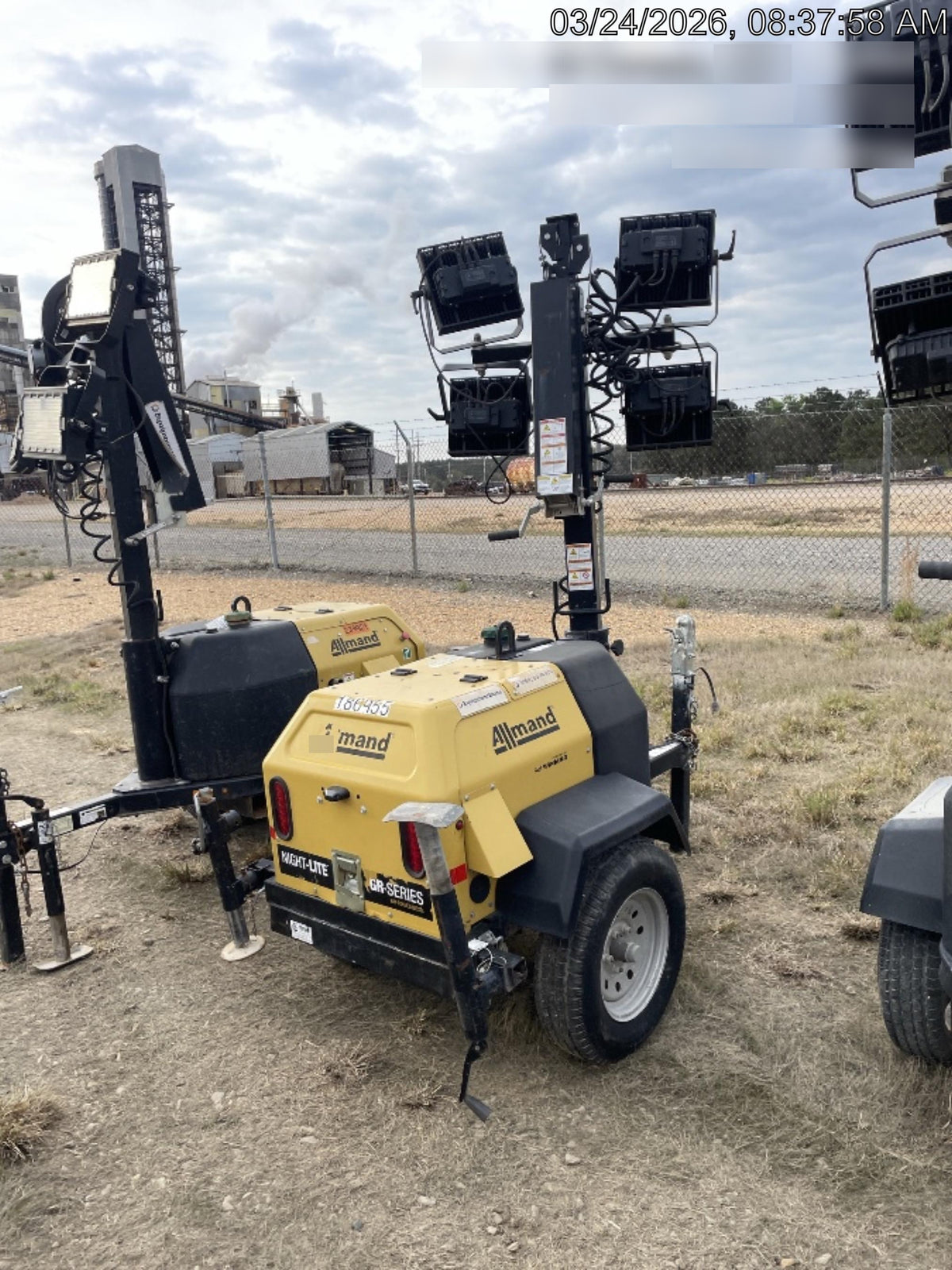 2021 Allmand NLV3GR (4) LED Light Fixture 350W, 23' Vertical Mast, 3kW Prime, Towable, Deep Sea L401, Leveling Jacks, Yanmar T4F 5.8hp