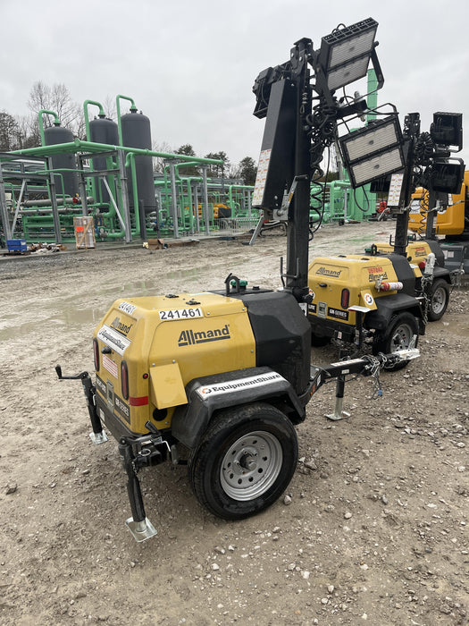 2022 Allmand NLV3GR (4) LED Light Fixture 350W, 23' Vertical Mast, 3kW Prime, Towable, Deep Sea L401, Leveling Jacks, Yanmar T4F 5.8hp