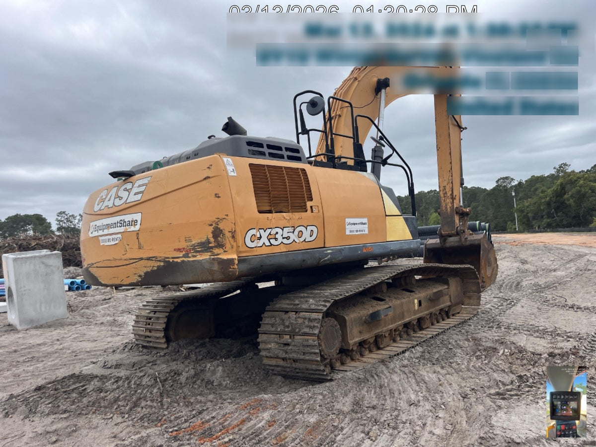 2017 Case CX350D CAB A/C, 13'-3" ARM, STEEL TRACKS
