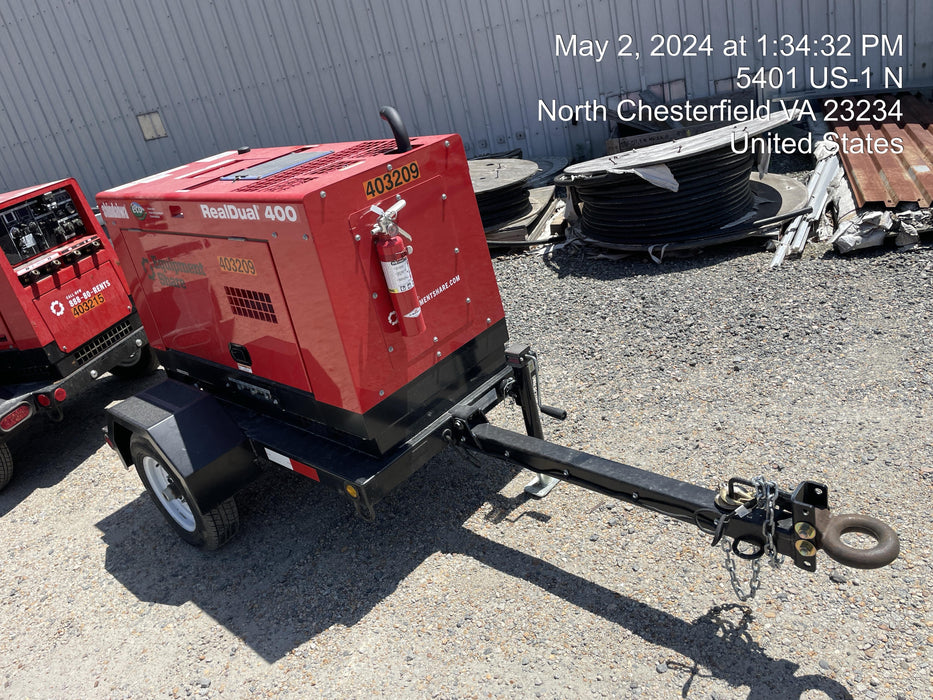 2024 Shindaiwa DGW400MDL Kubota D902 Engine, 23 HP, Dual Op Welder, Wire, Arc, Droop Stick, Tig, and CC Stick Functionality, Simulphase, 3 Phase and 1 Phase Gen Output, Single Axle NB Trlr, Slr Trckl Chrg 12V 12W, Fire Ext