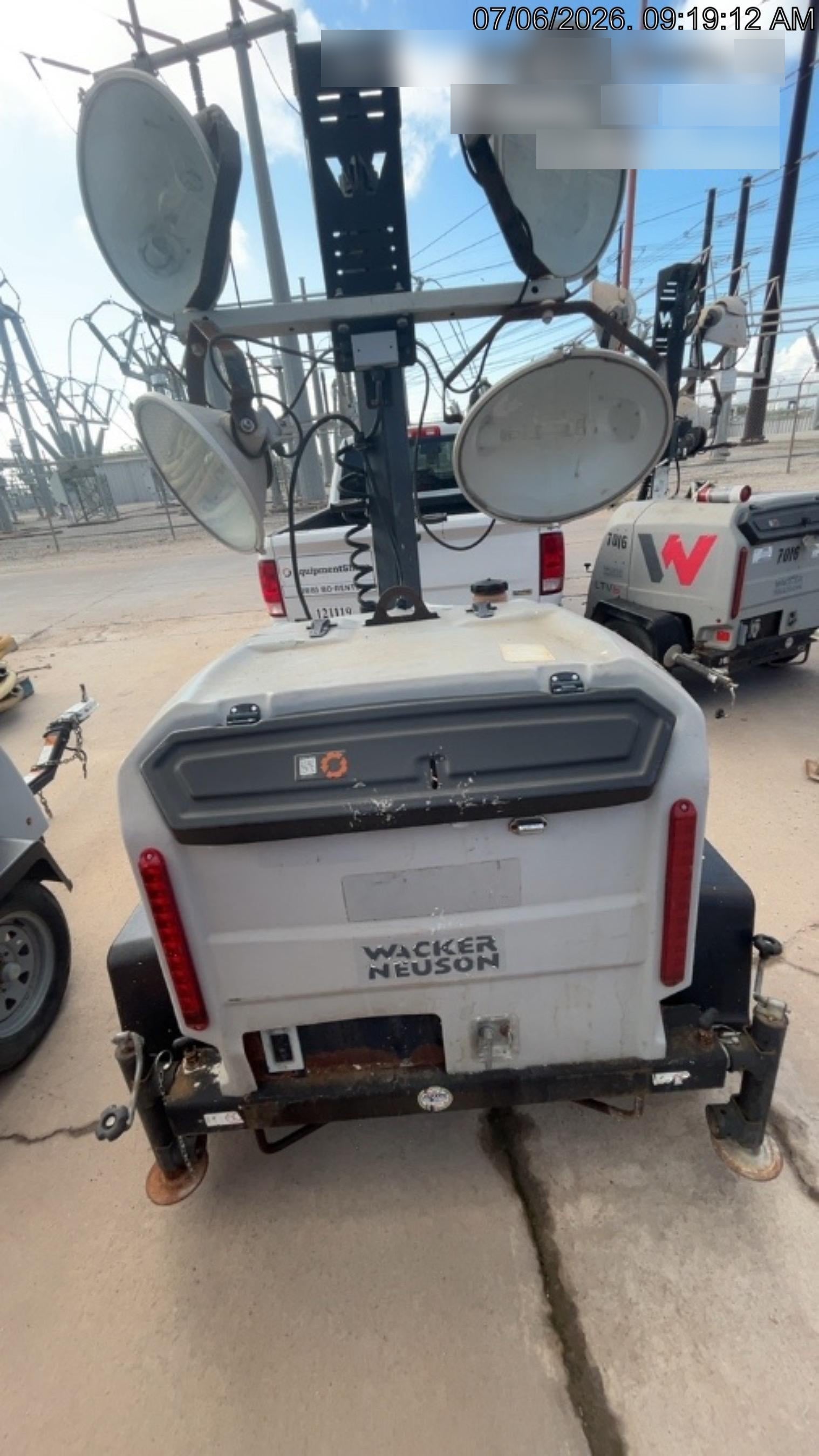 2019 Wacker Neuson LTV6L-MH Wacker Neuson LTV6L Mobile Light Tower w/Fuel Level Sensor Installed