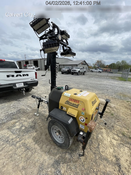 2022 Allmand NLV3GR (4) LED Light Fixture 350W, 23' Vertical Mast, 3kW Prime, Towable, ES Decals, T3
