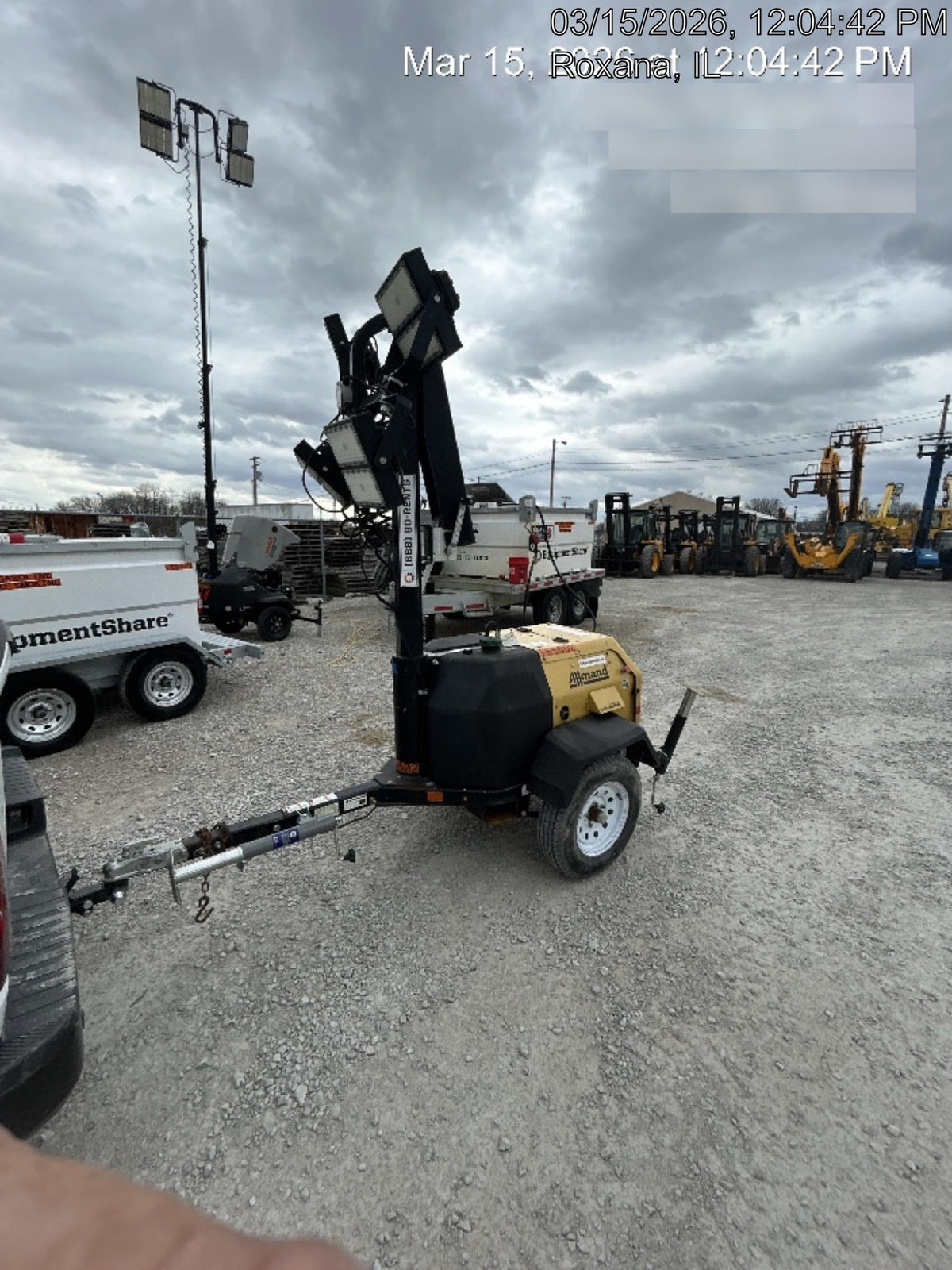 2021 Allmand NLV3GR (4) LED Light Fixture 350W, 23' Vertical Mast, 3kW Prime, Towable, Deep Sea L401, Leveling Jacks, Yanmar T4F 5.8hp