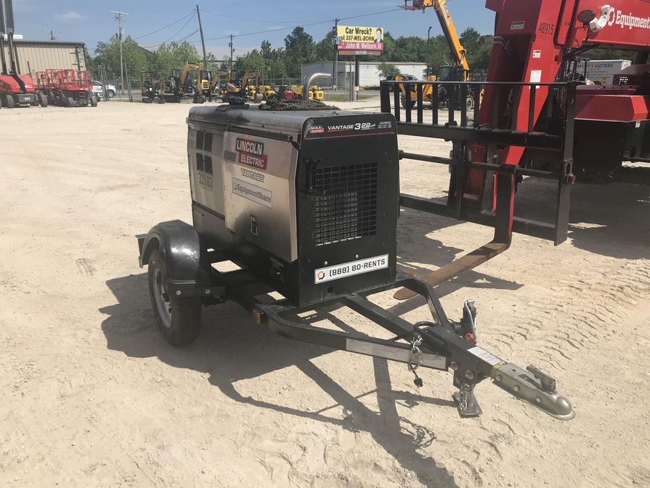 2019 Lincoln Electric Vantage 322 Welder Ready-Pak 3, Two wheel trailer, Fender and Light kit, Cable Rack