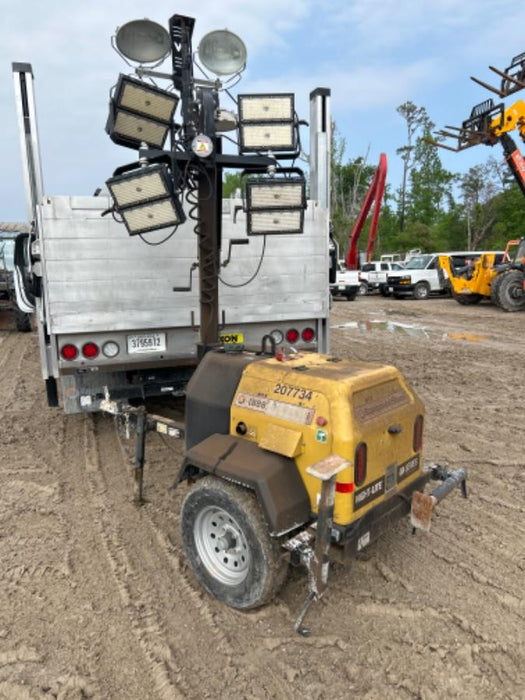 2022 Allmand NLV3GR (4) LED Light Fixture 350W, 23' Vertical Mast, 3kW Prime, Towable, Deep Sea L401, Leveling Jacks, Yanmar T4F 5.8hp