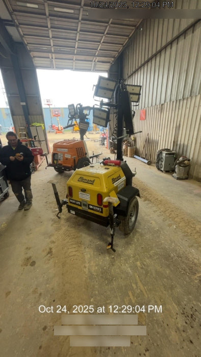 2022 Allmand NLV3GR (4) LED Light Fixture 350W, 23' Vertical Mast, 3kW Prime, Towable, Deep Sea L401, Leveling Jacks, Yanmar T4F 5.8hp