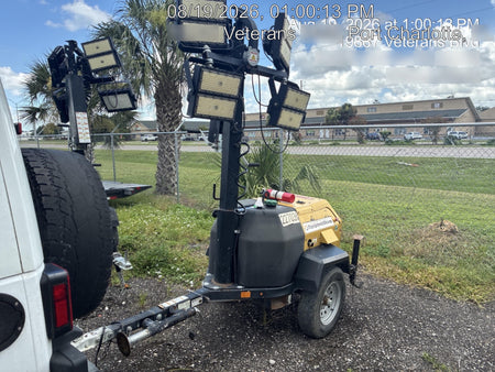 2022 Allmand NLV3GR (4) LED Light Fixture 350W, 23' Vertical Mast, 3kW Prime, Towable, Deep Sea L401, Leveling Jacks, Yanmar T4F 5.8hp