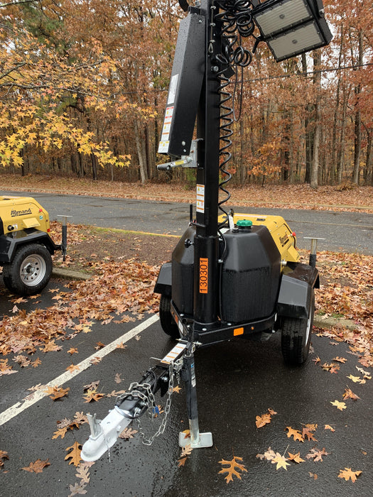 2021 Allmand NLV3GR (4) LED Light Fixture 350W, 23' Vertical Mast, 3kW Prime, Towable, Deep Sea L401, Leveling Jacks, Yanmar T4F 5.8hp