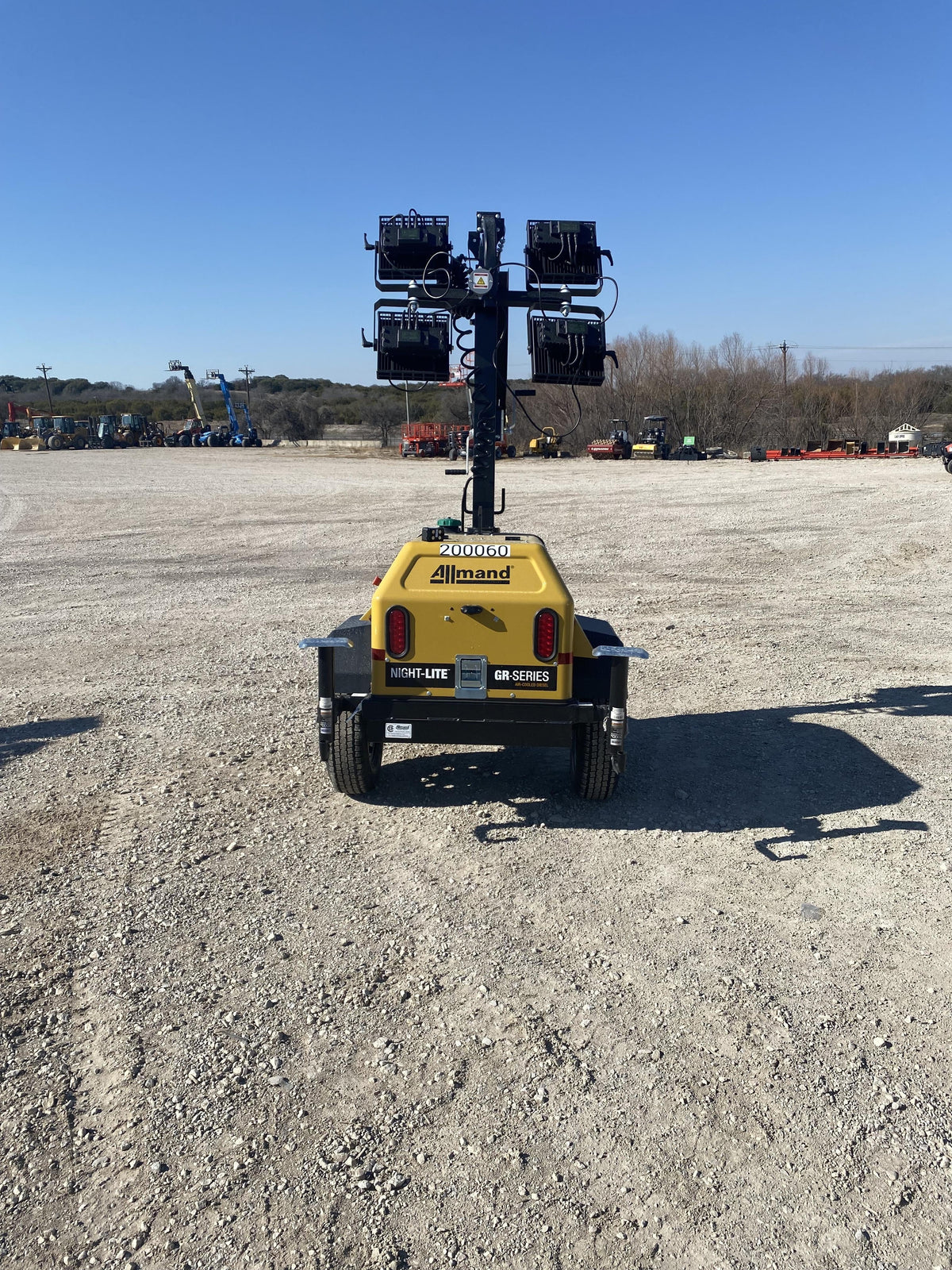 2022 Allmand NLV3GR (4) LED Light Fixture 350W, 23' Vertical Mast, 3kW Prime, Towable, Deep Sea L401, Leveling Jacks, Yanmar T4F 5.8hp