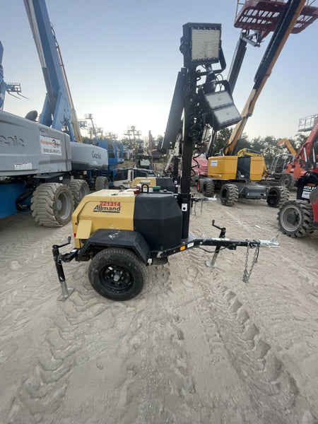 2022 Allmand NLV3GR (4) LED Light Fixture 350W, 23' Vertical Mast, 3kW Prime, Towable, Deep Sea L401, Leveling Jacks, Yanmar T4F 5.8hp