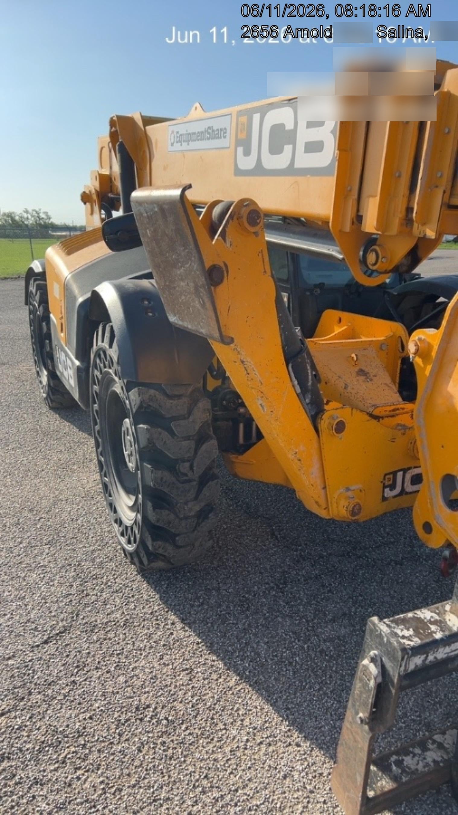 2020 JCB 510-56 Cab/Heat/Air, 74 HP, Solid Tires, STD Worklight, Beacon, Aux Hydraulics, Lifting Eye, Back up Alarm w/66" Carriage/60" Forks