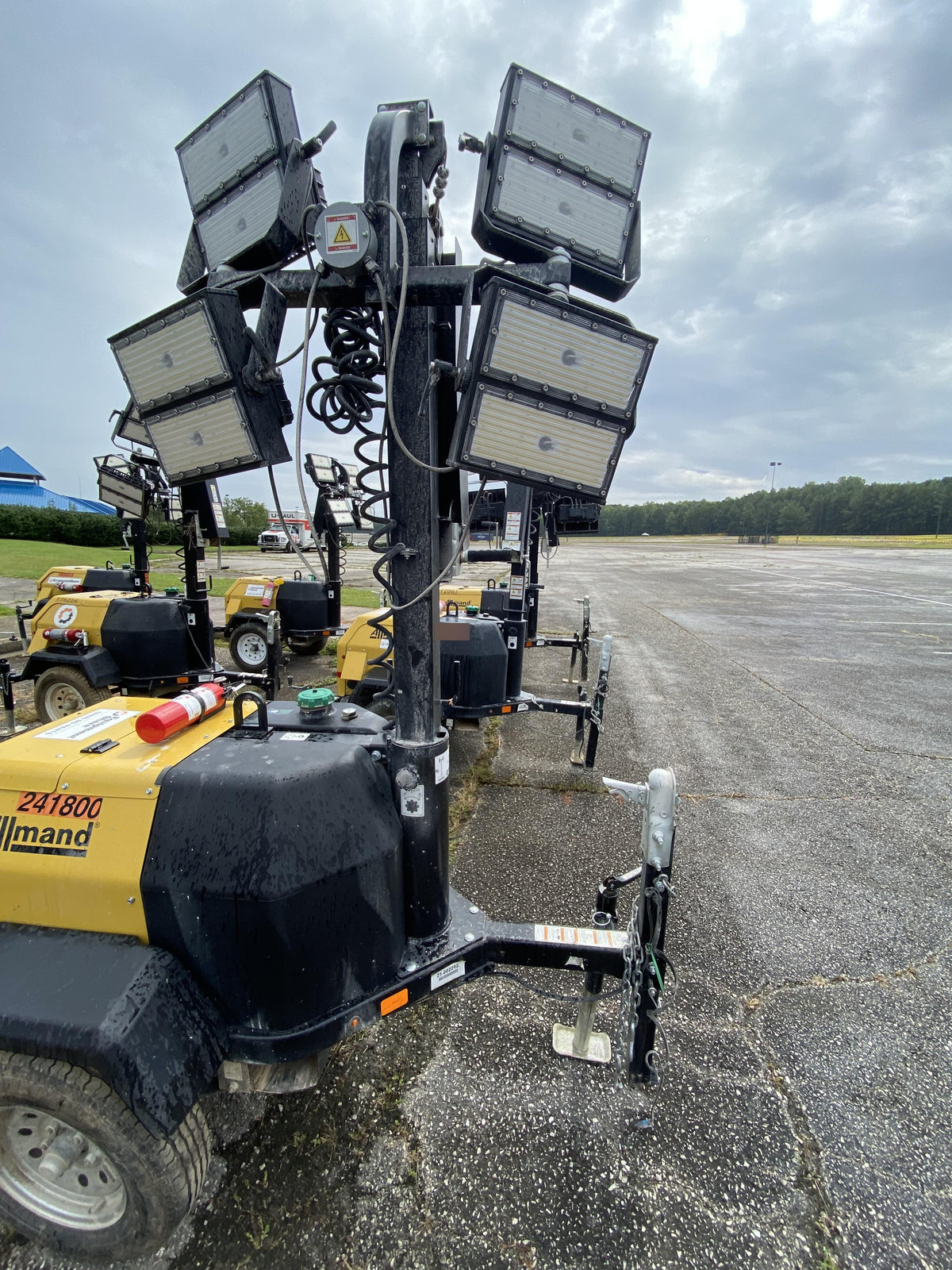 2022 Allmand NLV3GR (4) LED Light Fixture 350W, 23' Vertical Mast, 3kW Prime, Towable, Deep Sea L401, Leveling Jacks, Yanmar T4F 5.8hp