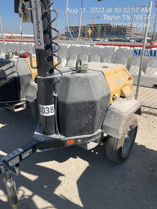 2022 Allmand NLV3GR (4) LED Light Fixture 350W, 23' Vertical Mast, 3kW Prime, Towable, ES Decals, T3