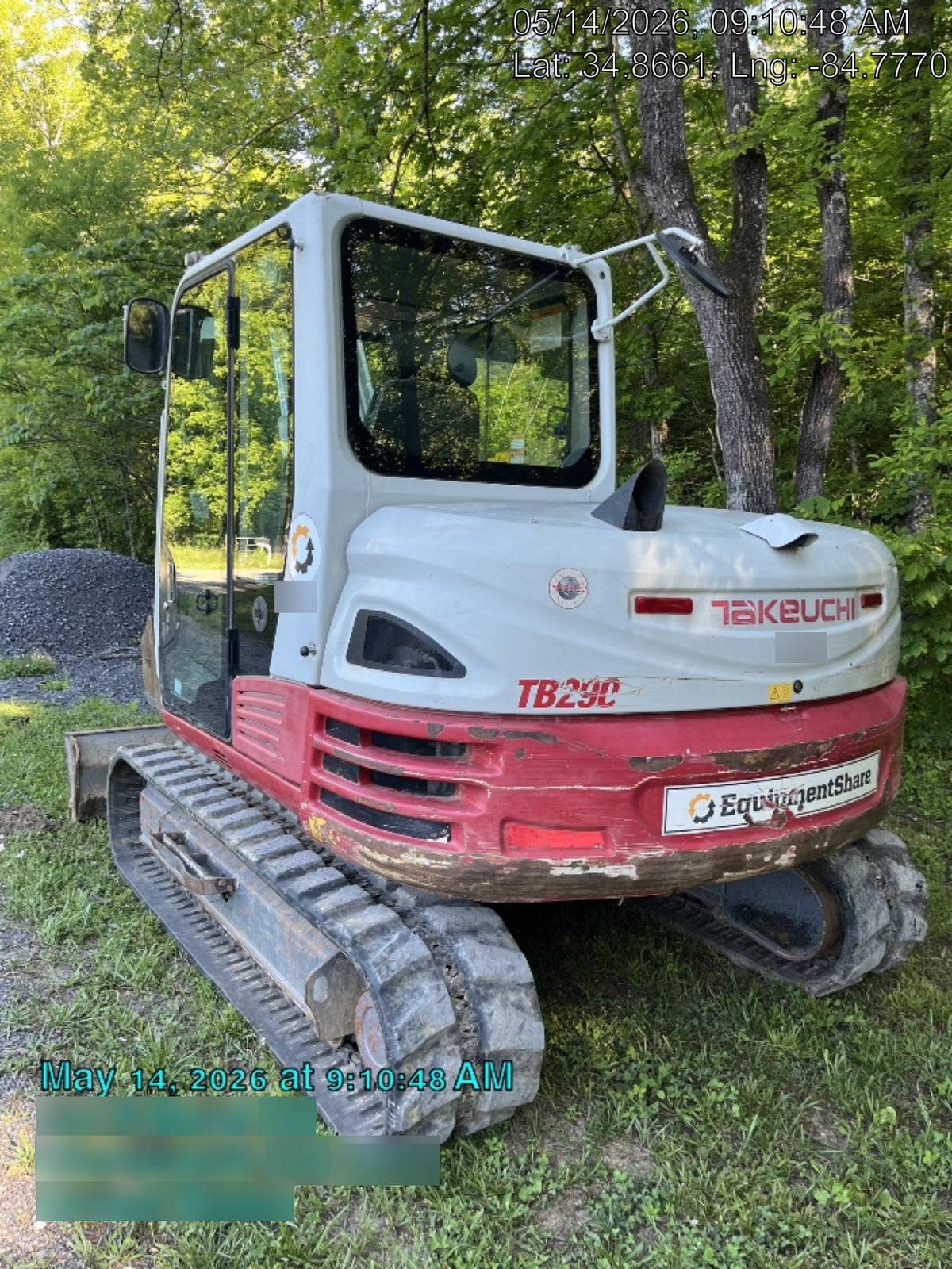 2019 Takeuchi TB290 Takeuchi TB290 Cab/Heat/AC w/Rubber Tracks, Auxiliary Hydraulics, Dozer Blade, Manual QC, 18/24/36" Buckets, Hydraulic Thumb Installed