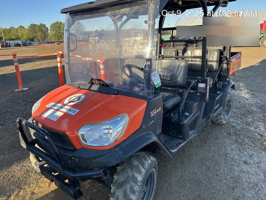 Kubota RTV-X1140W-H 4WD utility cart -LED strobe -Windshield tempered glass -Plastic canopy -Wire harness kit -Backup alarm